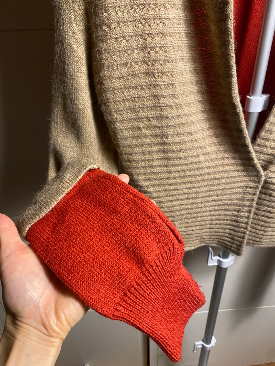 시스템 배색 크롭 가디건 F(90) 상품이미지5