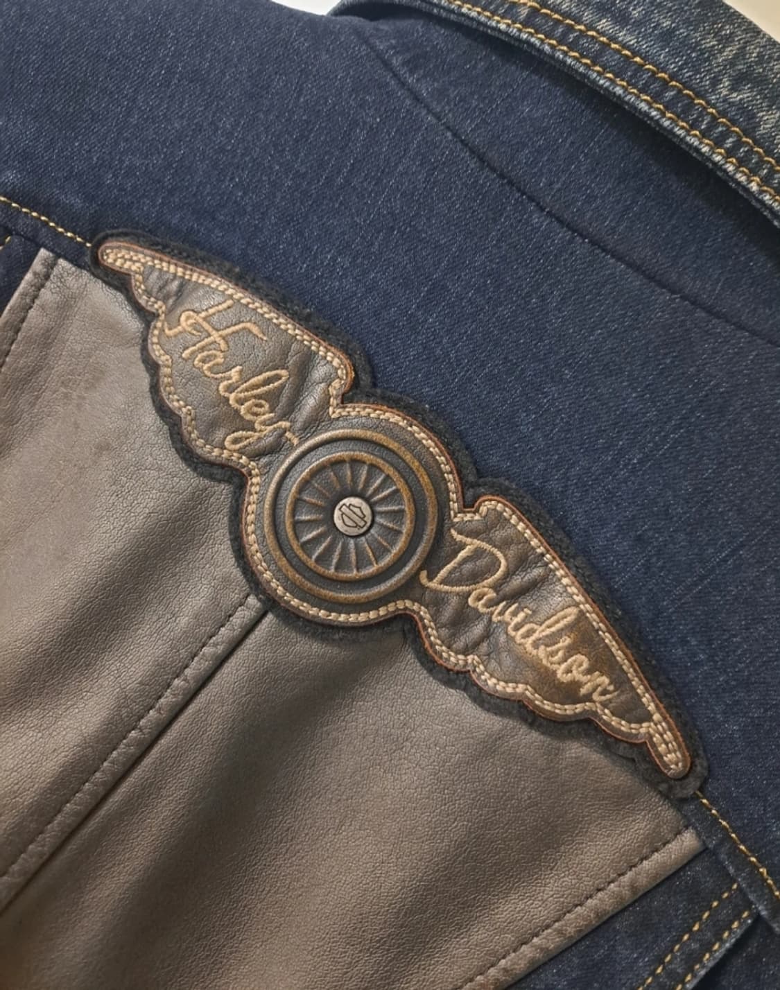 할리데이비슨 데님 버팔로 가죽 라이더 자켓55사이즈 상품이미지2