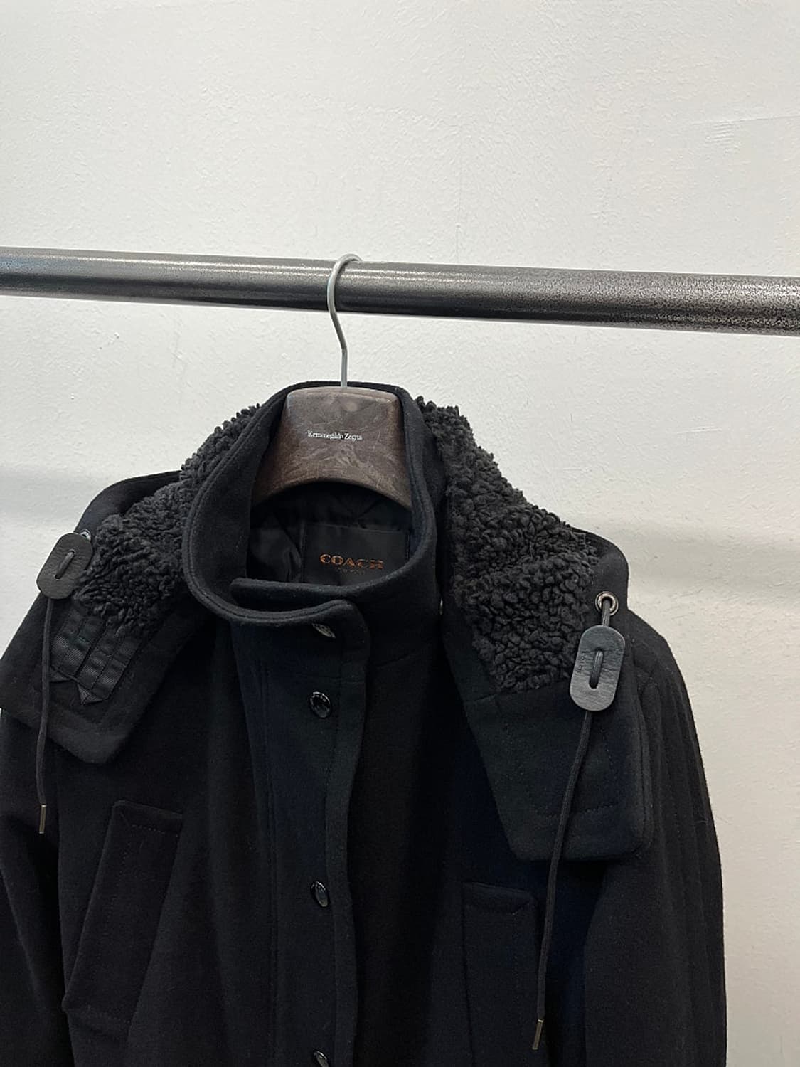 여) 코치 시어링 후드 울코트  상품이미지3