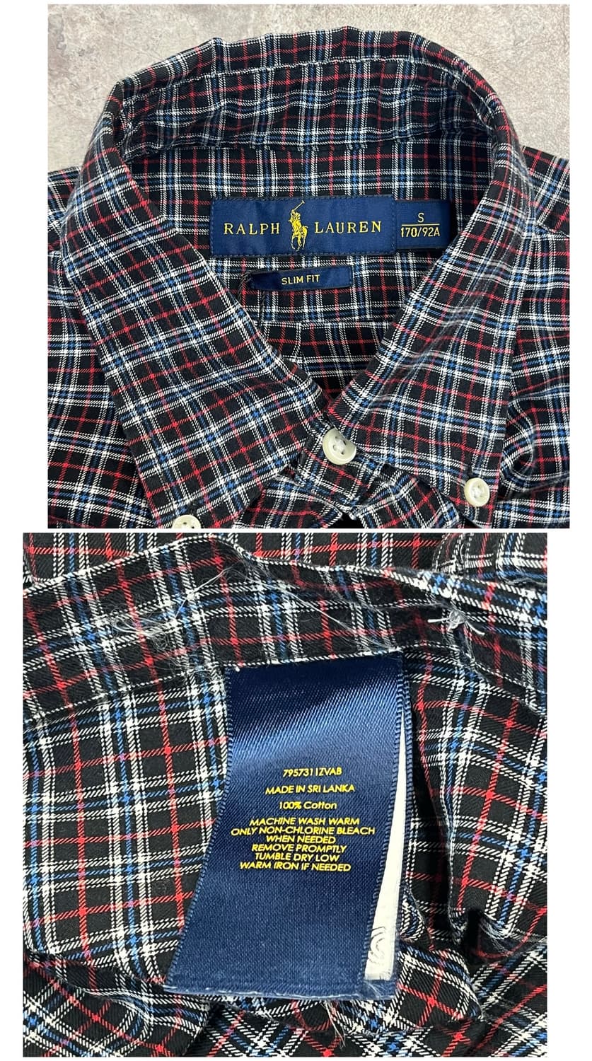 폴로 랄프로렌 슬림핏 체크 셔츠 블랙 S #csz3741 상품이미지3