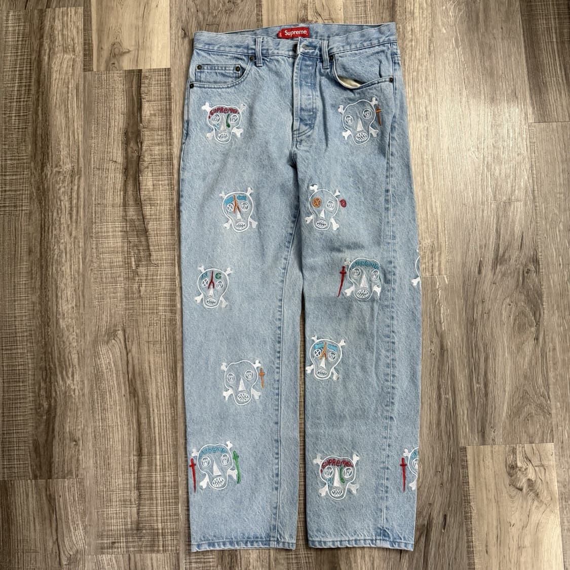 21SS 슈프림 클레이튼 패터슨 스컬스 자수 레귤러 진 상품이미지3