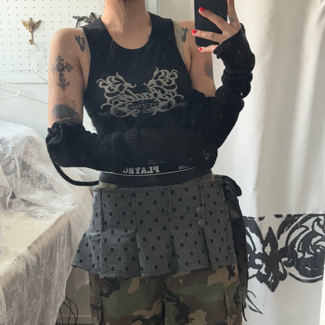 • Dot Pleated Layered Skirt 상품이미지4