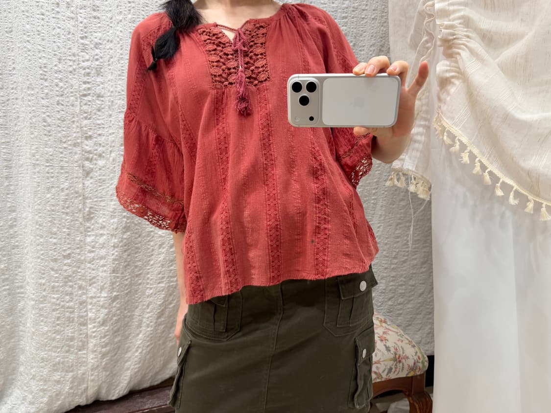 Hippie red blouse 상품이미지5