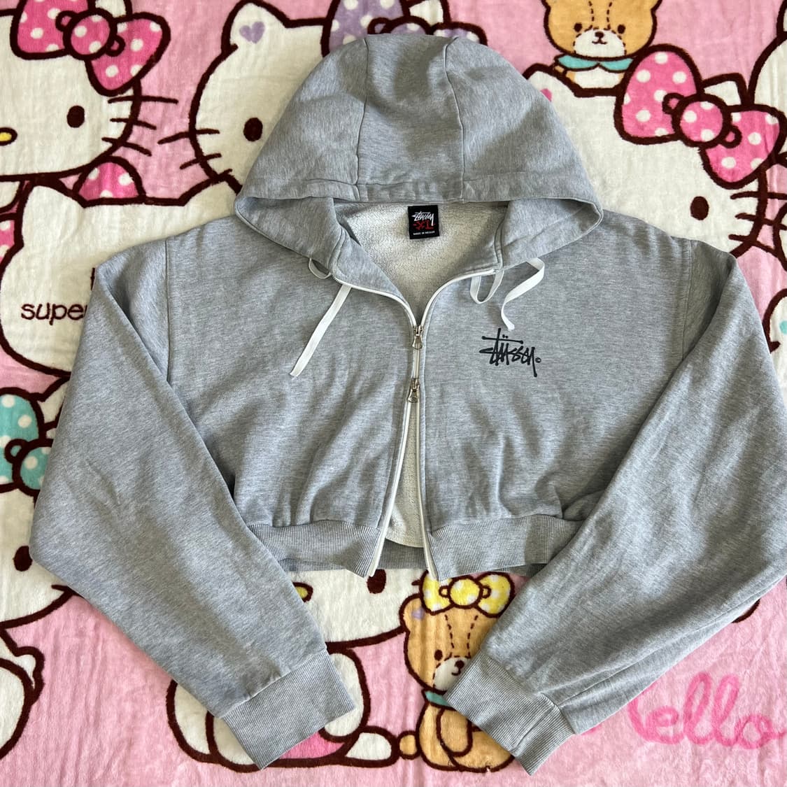 스투시 빈티지 후드 크롭 투웨이 지퍼 리폼 상품이미지2