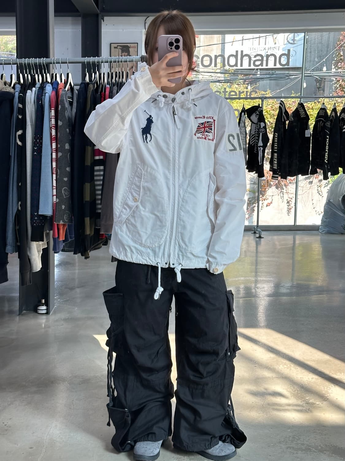 폴로 랄프로렌 UK 브리튼 빅포니 코튼나일론 컴뱃자켓 화이트 상품이미지3