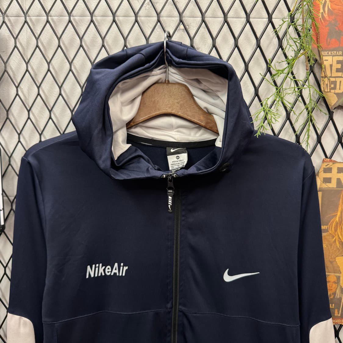 나이키 에어 후드 트랙 자켓 전면 스우시 로고 포인트 네이비 화이트 상품이미지3