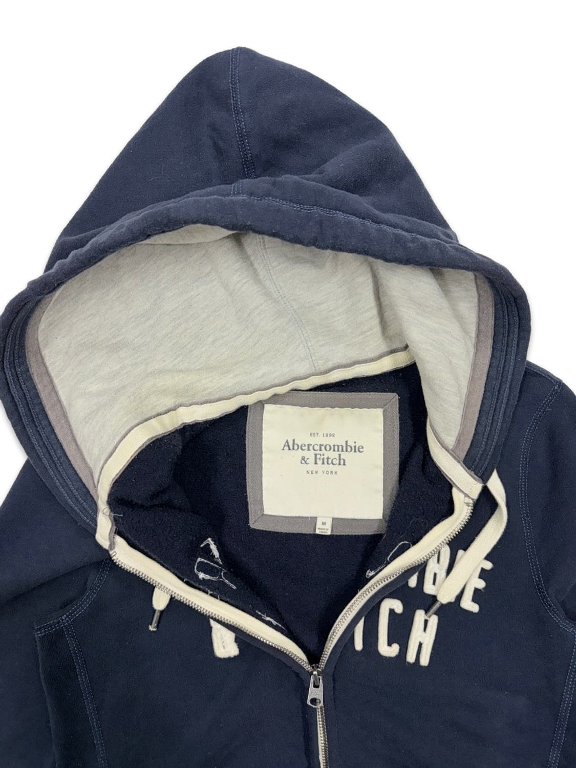 빈티지 아베크롬비 네이비 로고 후드집업 상품이미지4