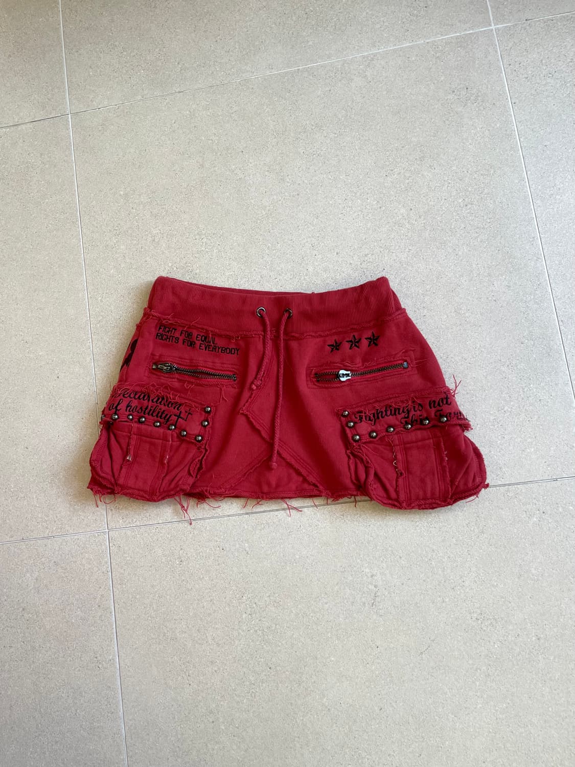 레드 펑크 디테일 카고 스커트 상품이미지1