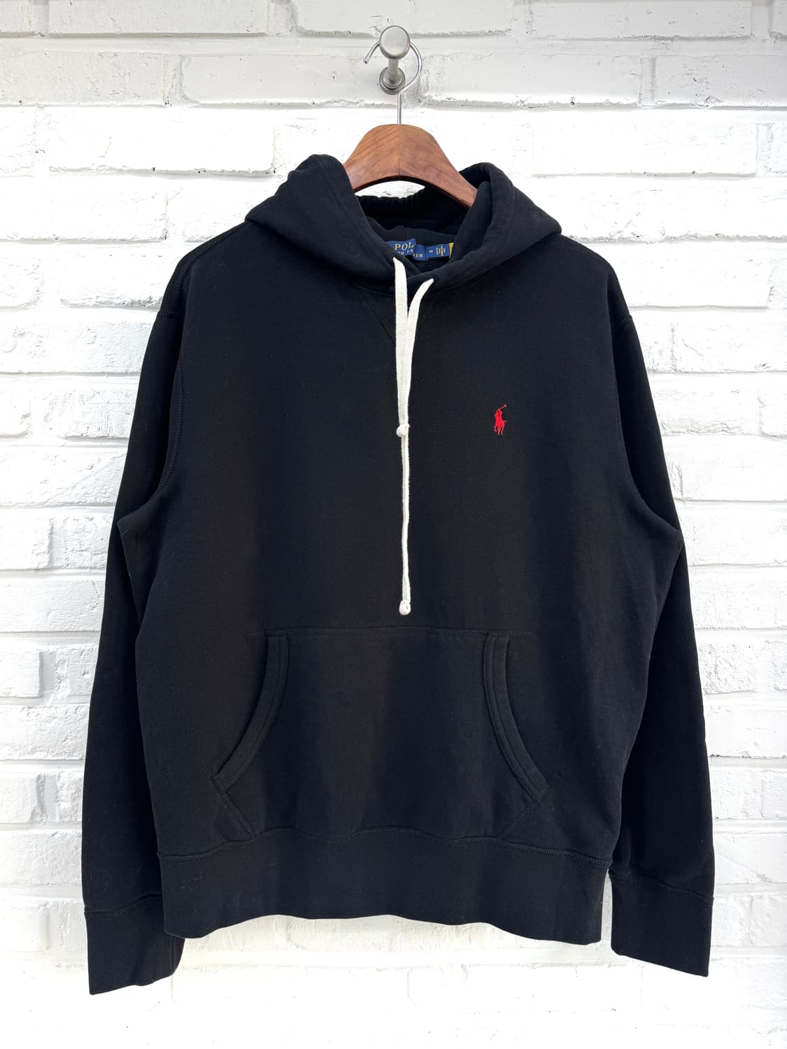 폴로 블랙 레드포니 기모 후드티 상품이미지3