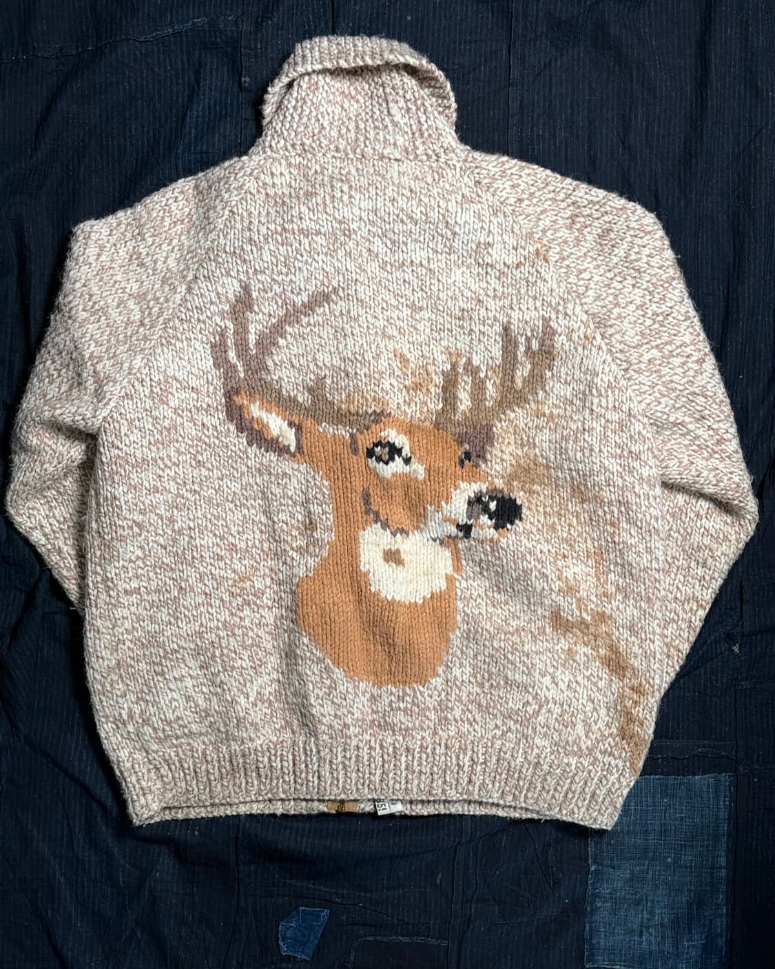 (50‘s 탈론 지퍼) 빈티지 사슴 패턴 코위찬 스웨터 105-107 상품이미지5