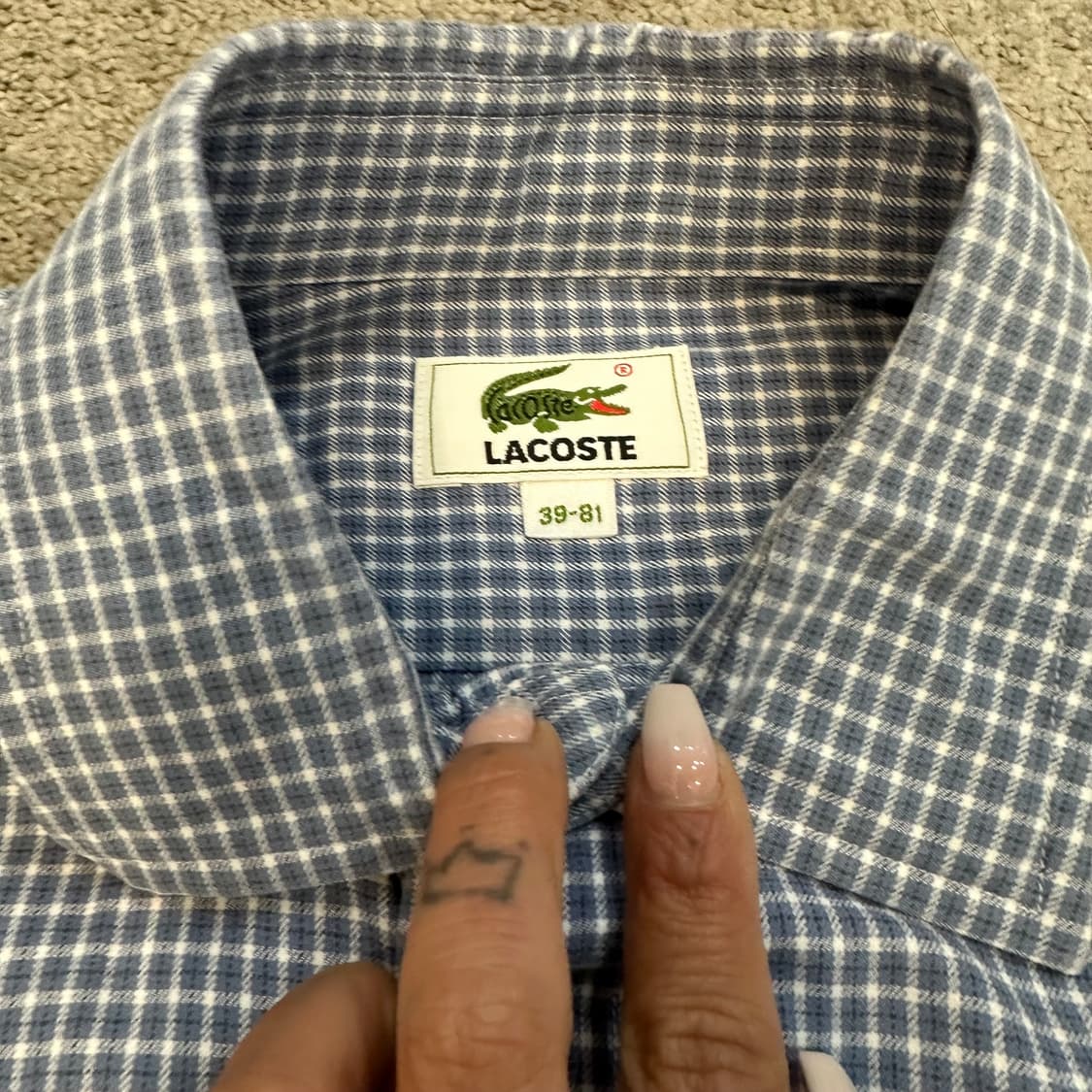 라코스테 깅엄 체크 긴팔 셔츠M-L 상품이미지2