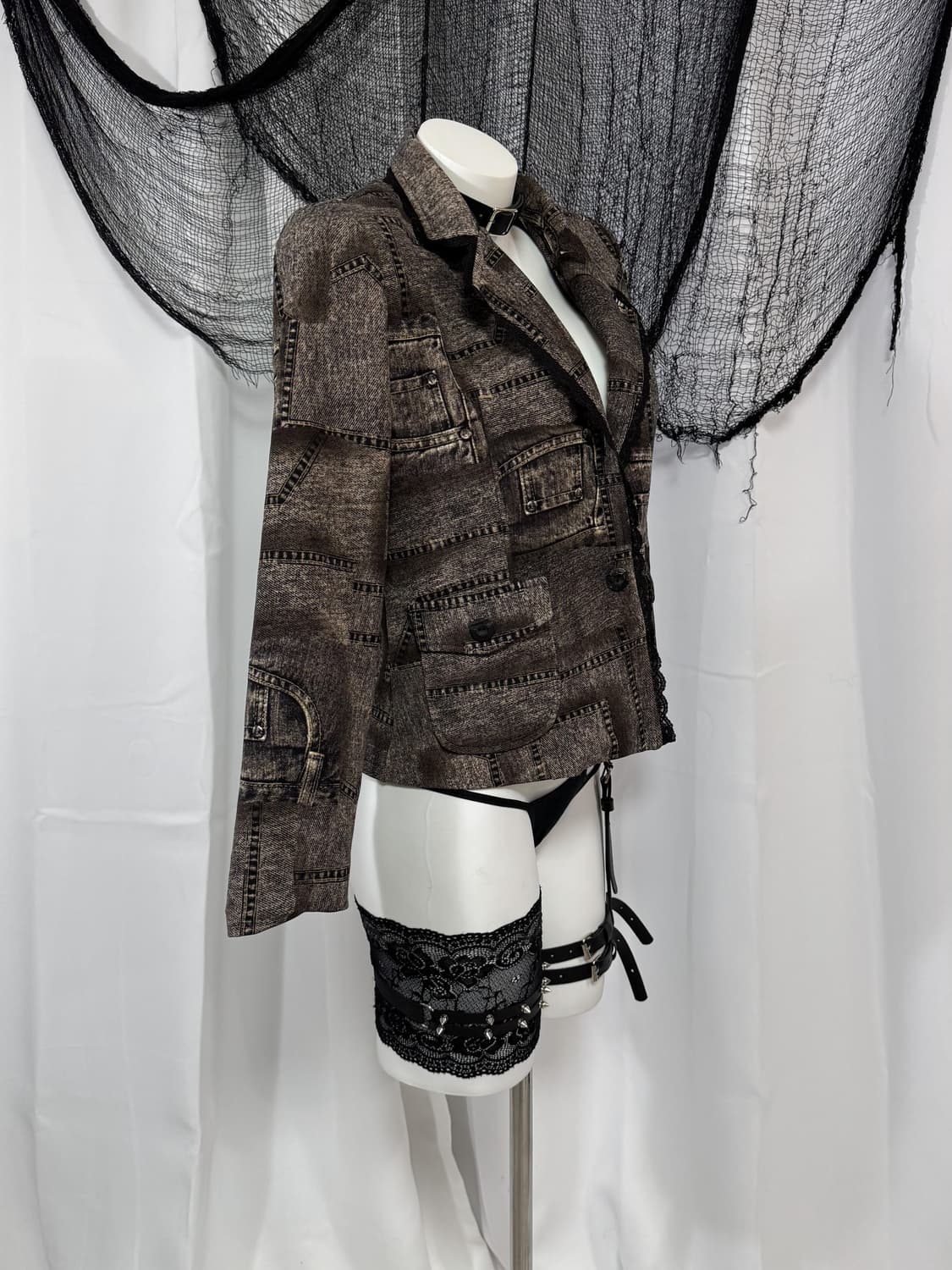 denim point lace jacket 상품이미지2