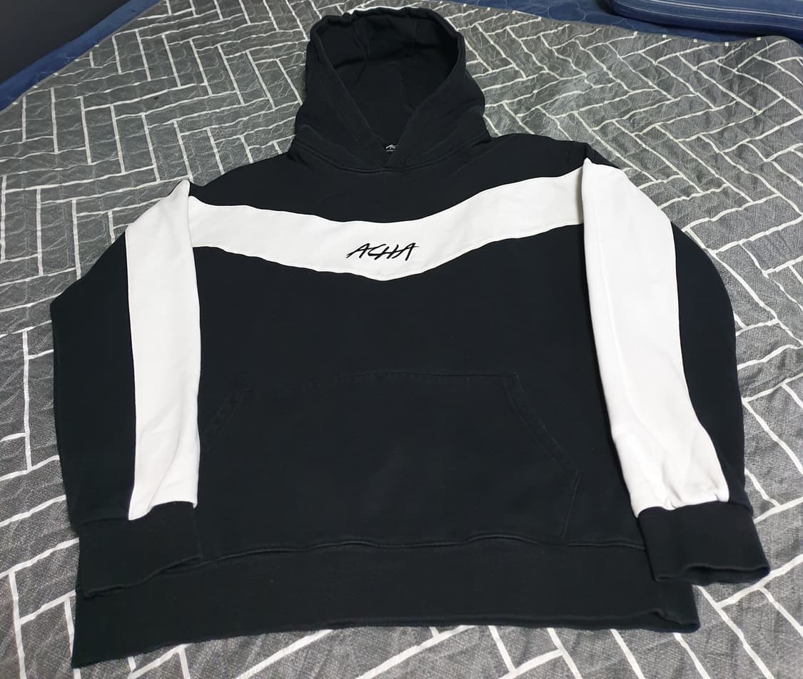 ACHA 스탠다드로고 배색 후드티 블랙 (L) 상품이미지1