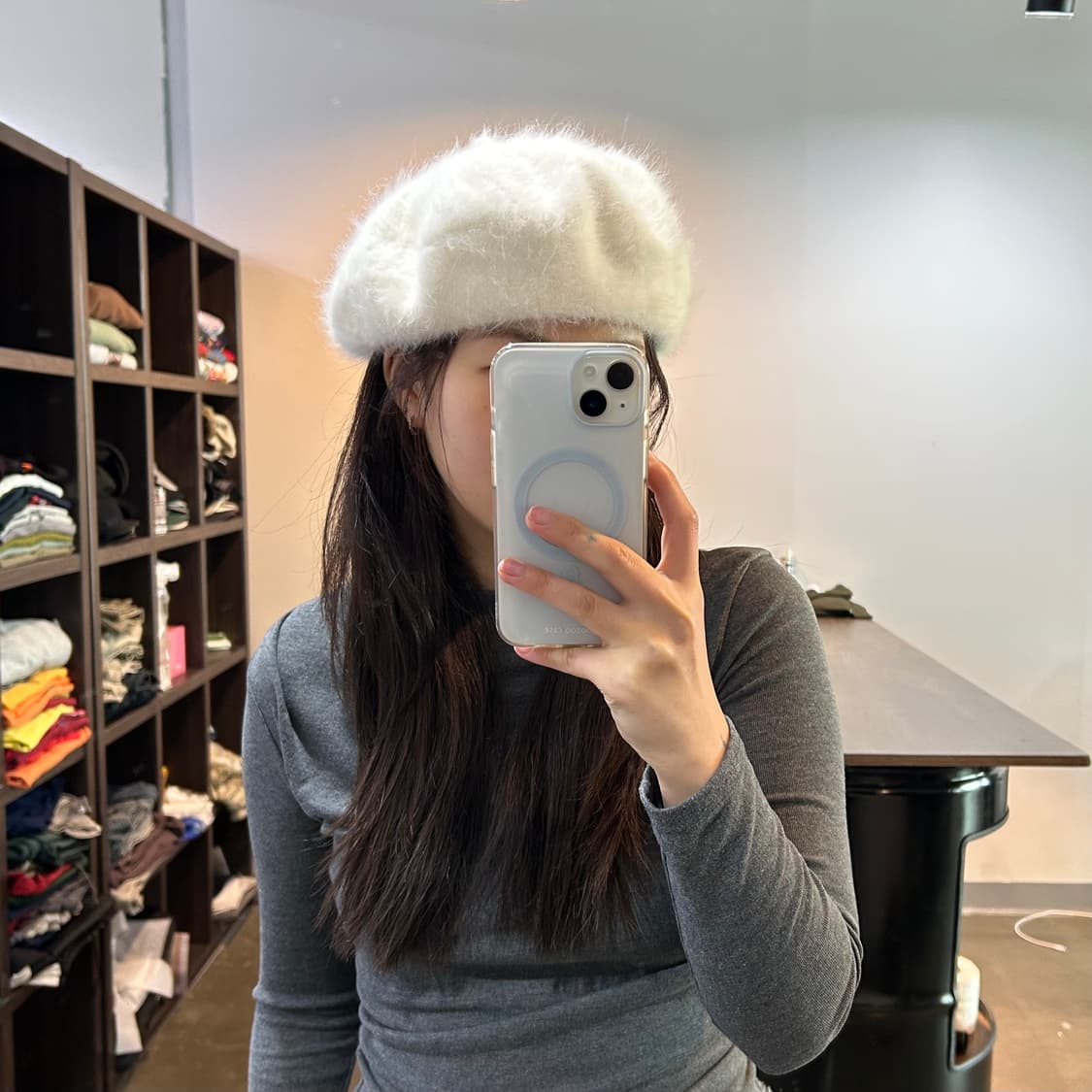 화이트 앙고라 베레모 상품이미지5