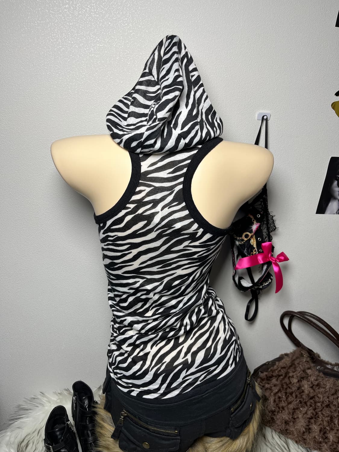 Glitz 갸루 지브라 나시 후드티 상품이미지2