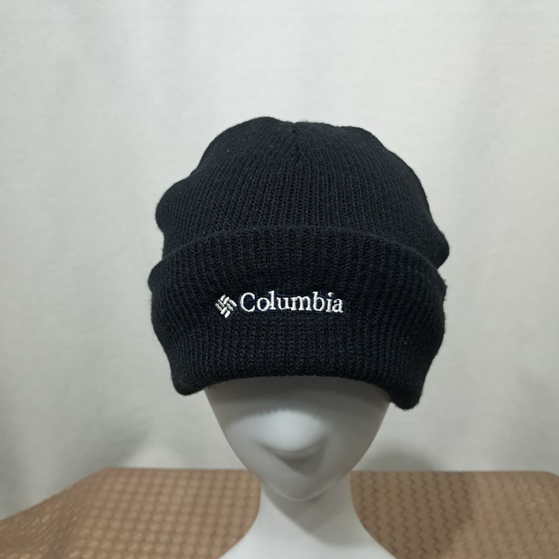 대만판 콜롬비아 90s 블랙 립 니트 화이트 자수 로고 비니 P2014 상품이미지3