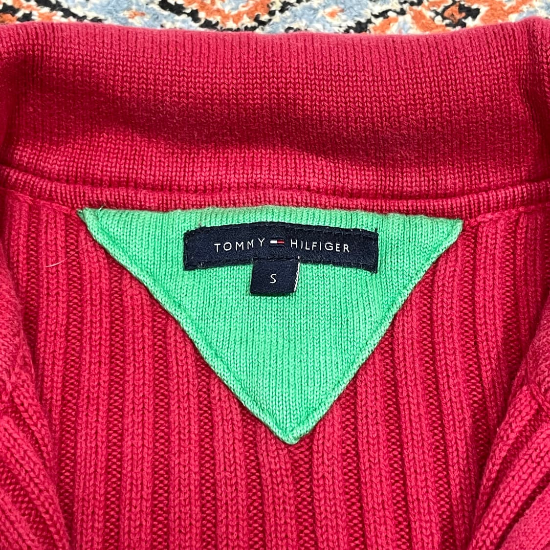 타미힐피거 레드 골지 투웨이 풀집업 가디건 여성S 상품이미지4