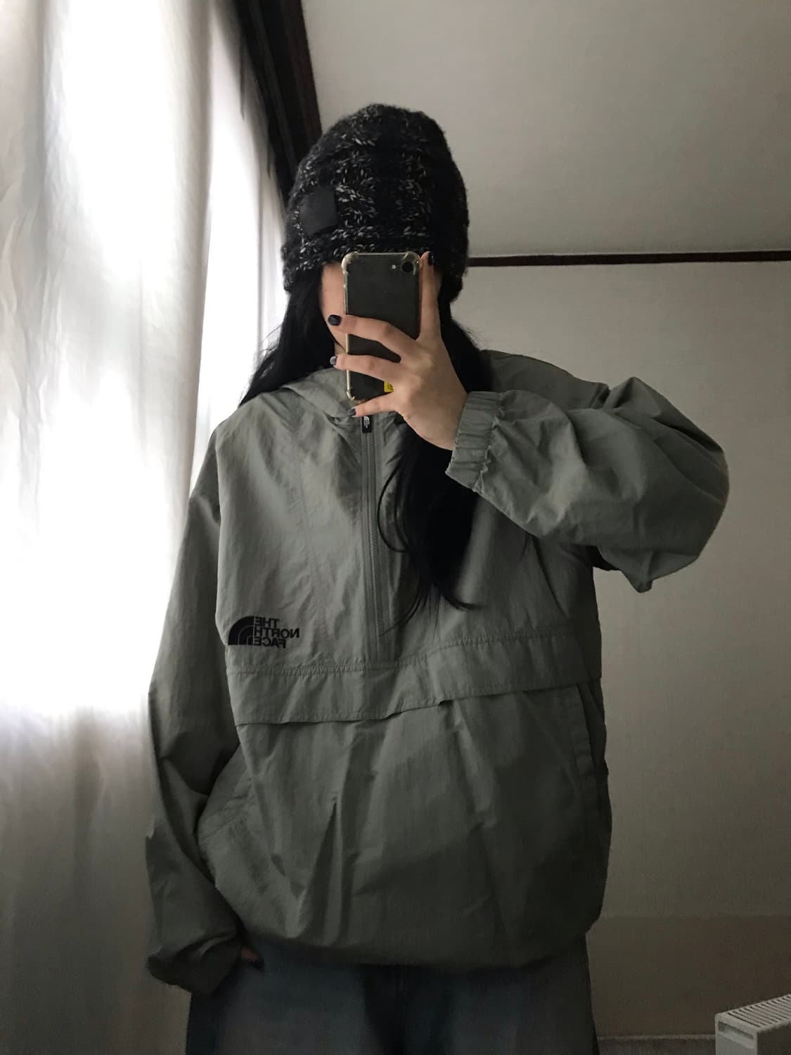 노페 카키 바람막이 고프코어 반집업 상품이미지3