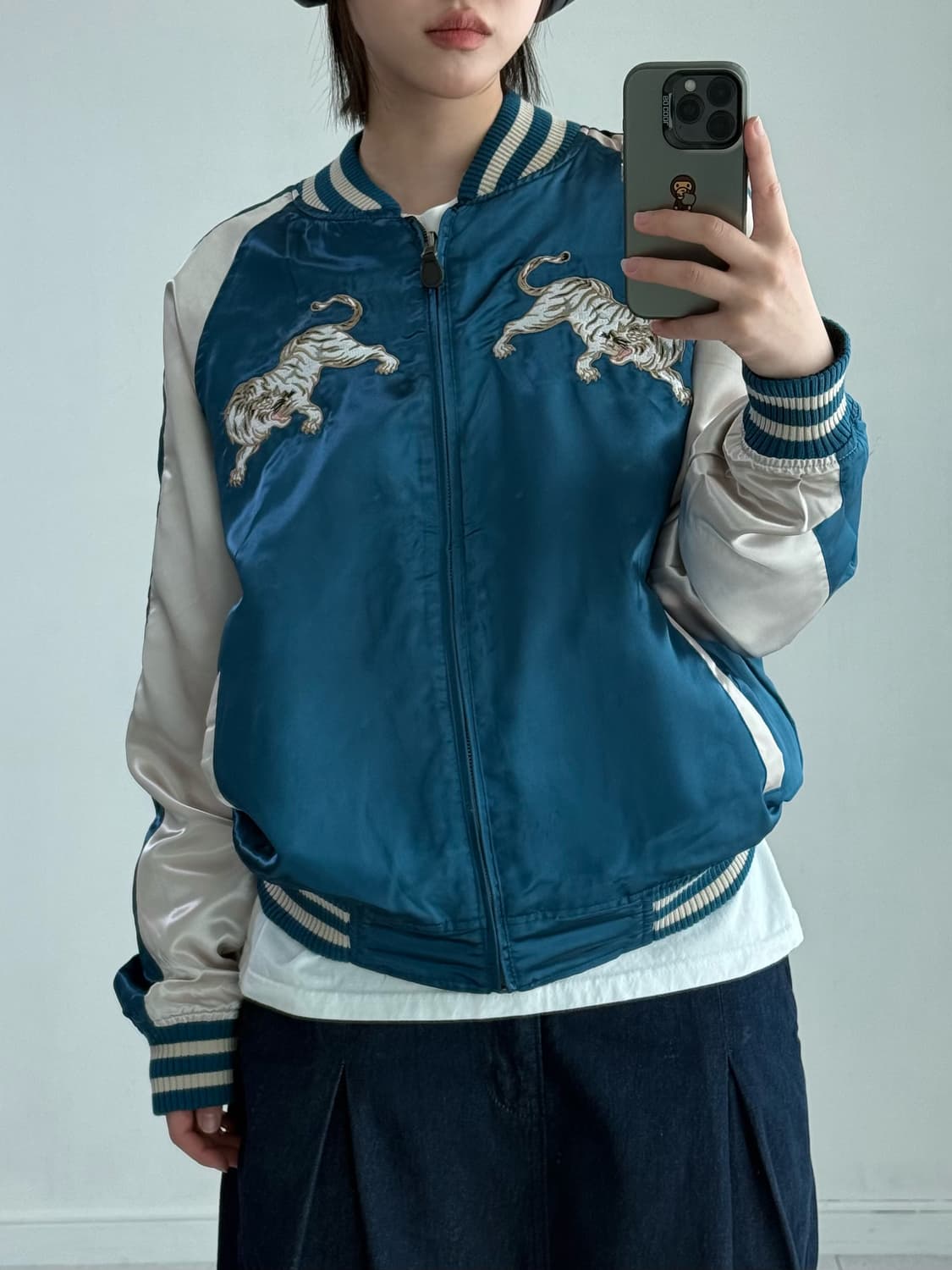 일본 빈티지 리버시블 스카쟌 상품이미지3