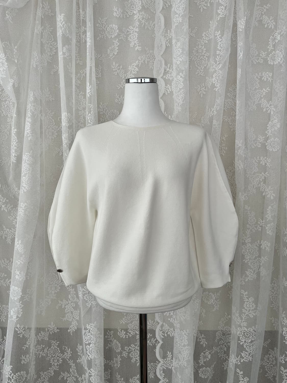 F) 한섬 시스템 벌룬 소매 니트 아이보리 상품이미지1