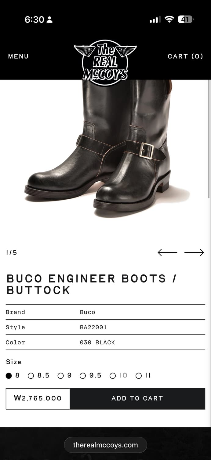 [9D, 270] BUCO 리얼맥코이 부코 뷰톡 엔지니어 부츠 프리휠러스 상품이미지2