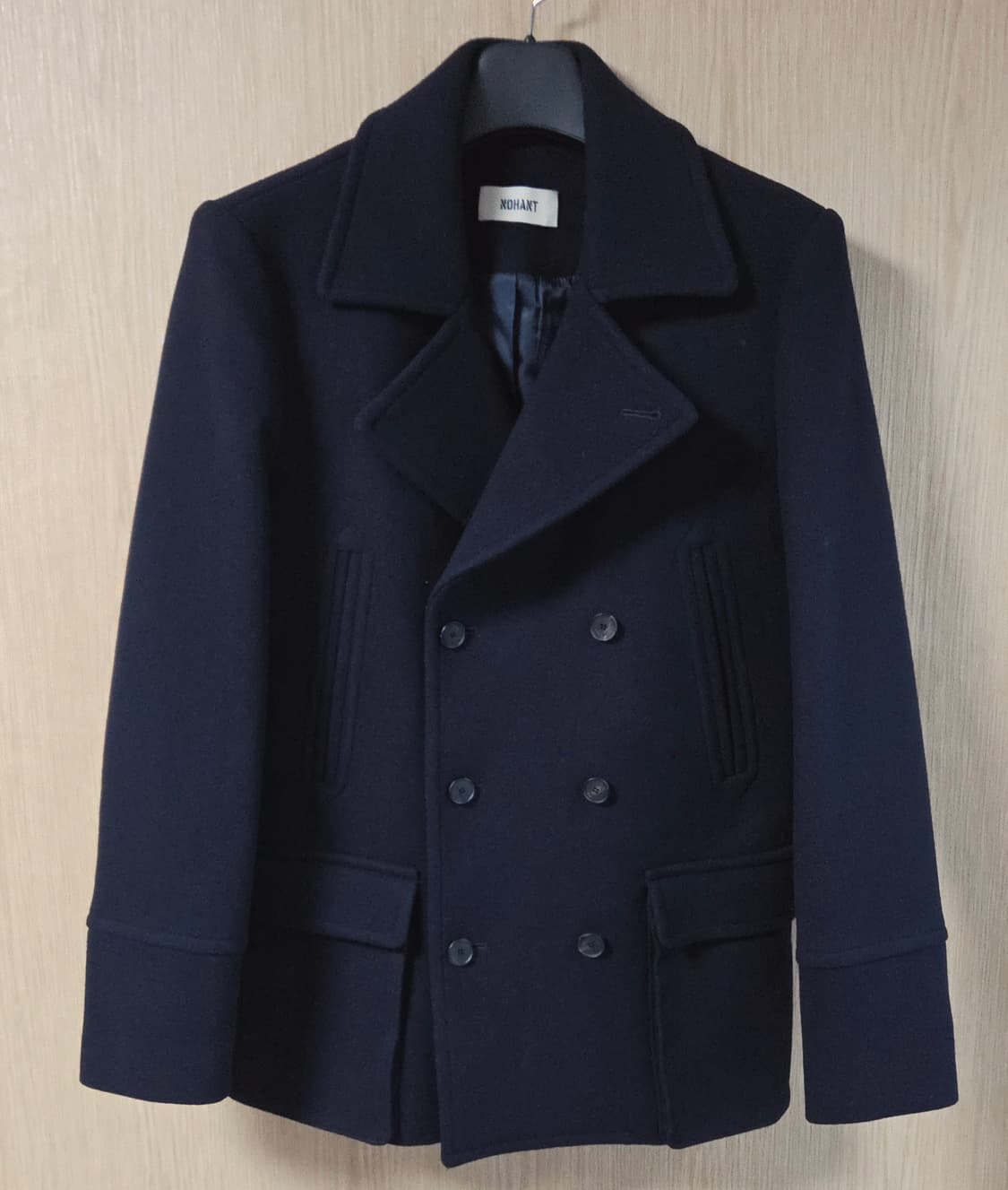 (착샷) 노앙 피코트 울 코트 네이비 상품이미지1