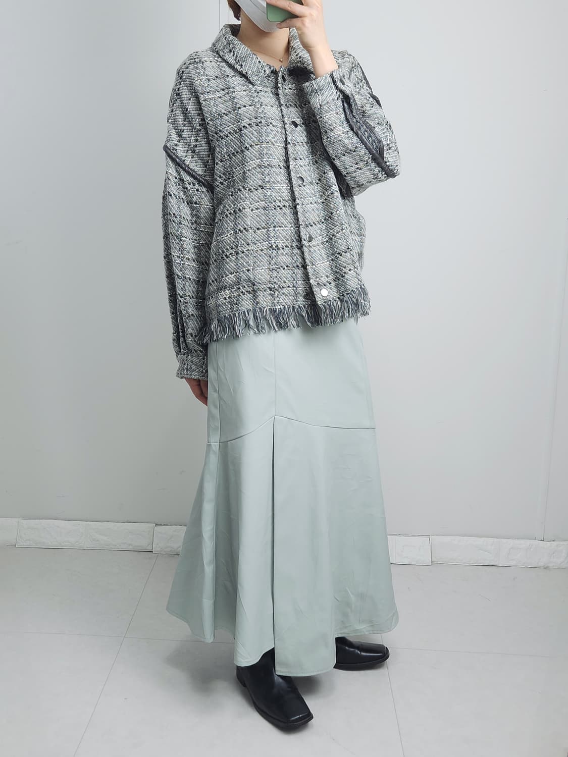 머메이드 레더 스커트 상품이미지4