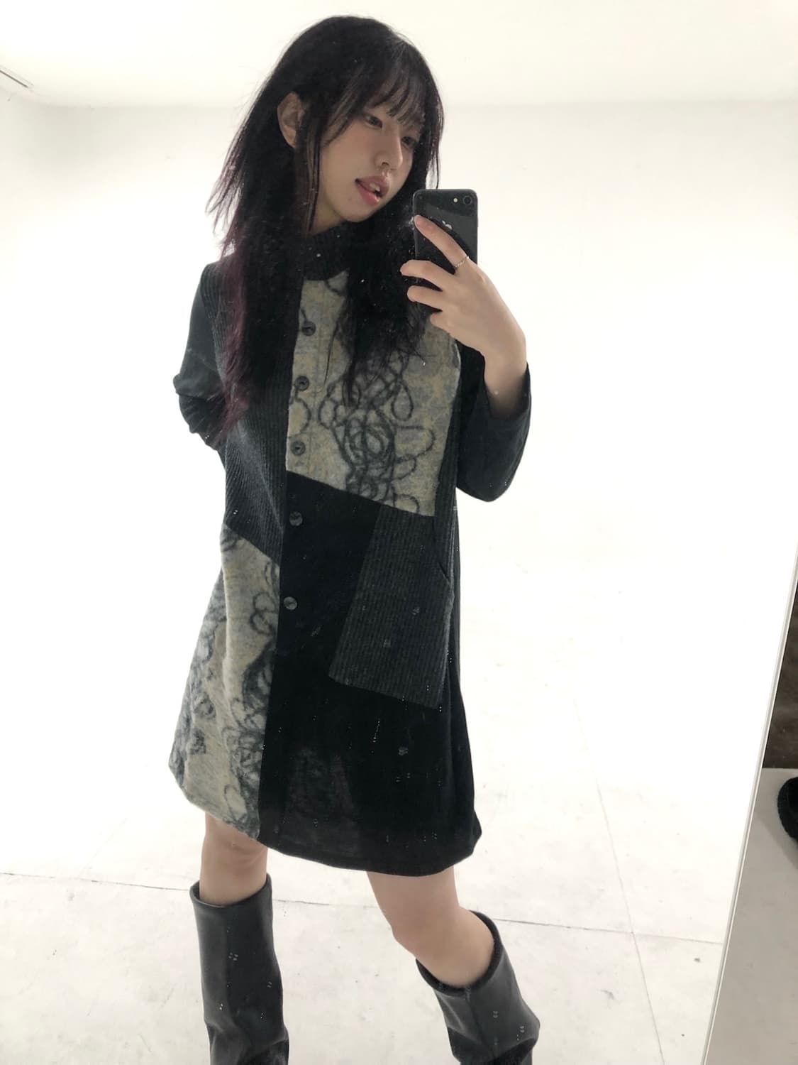 Vintage Patchwork Knit Dress 상품이미지4