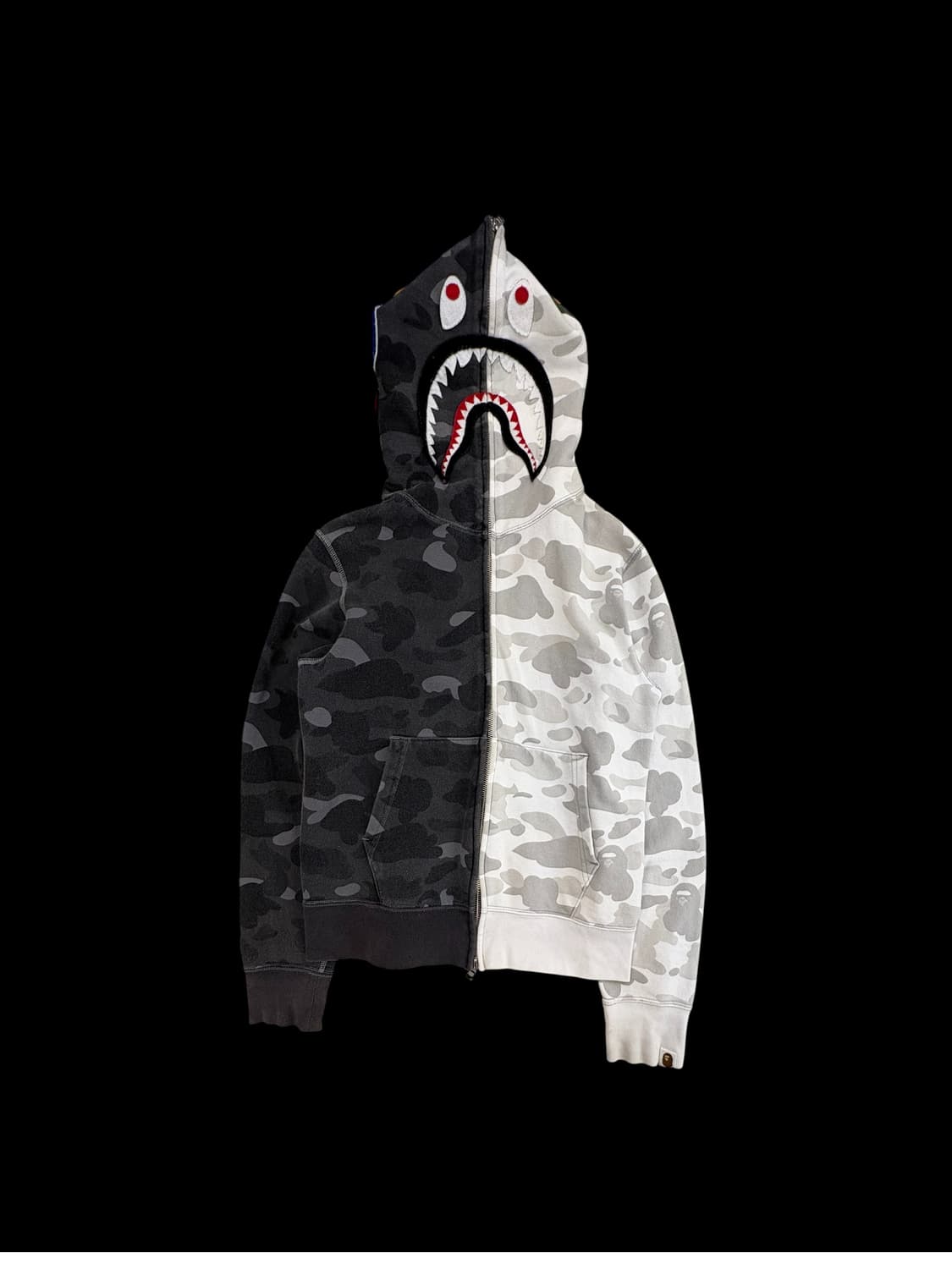베이프 샤크 풀집 후디 블랙/화이트 카모 상품이미지1