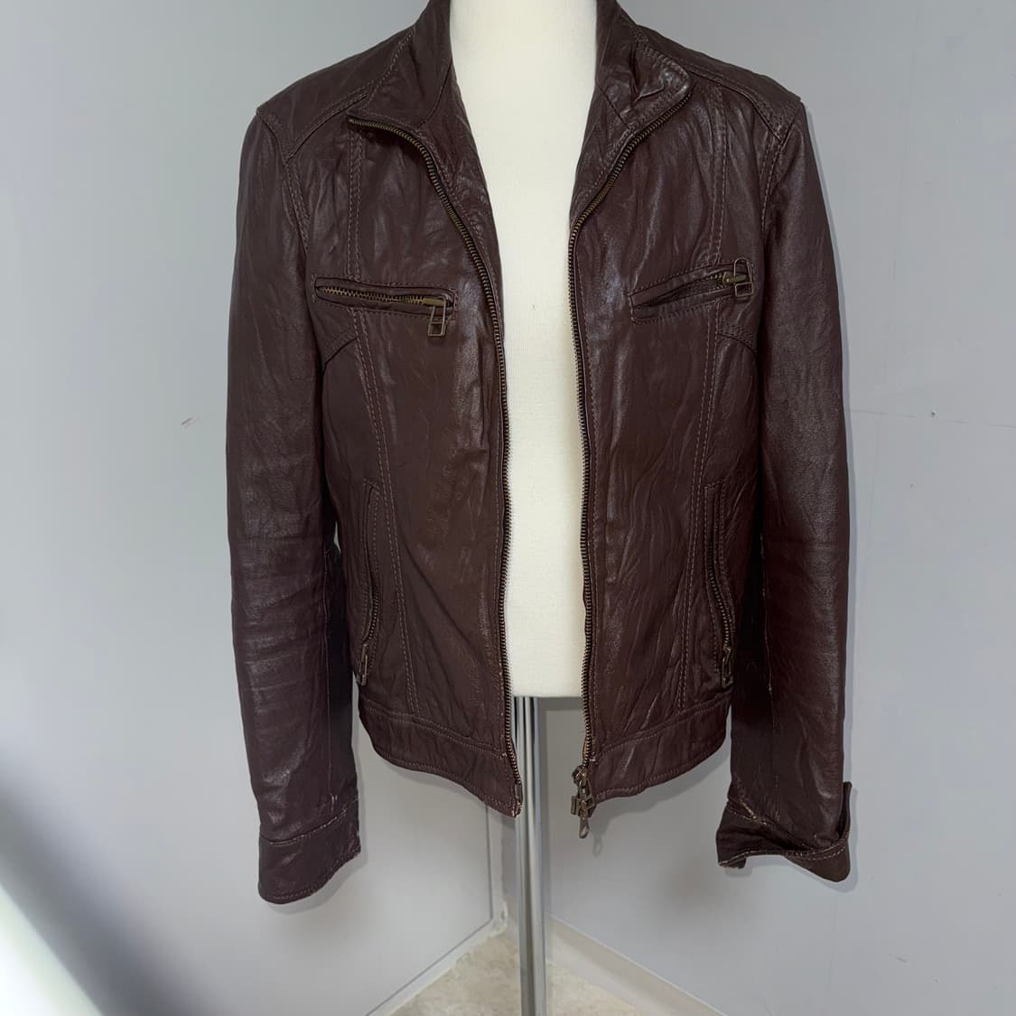 빈티지 브라운 가죽자켓  상품이미지2