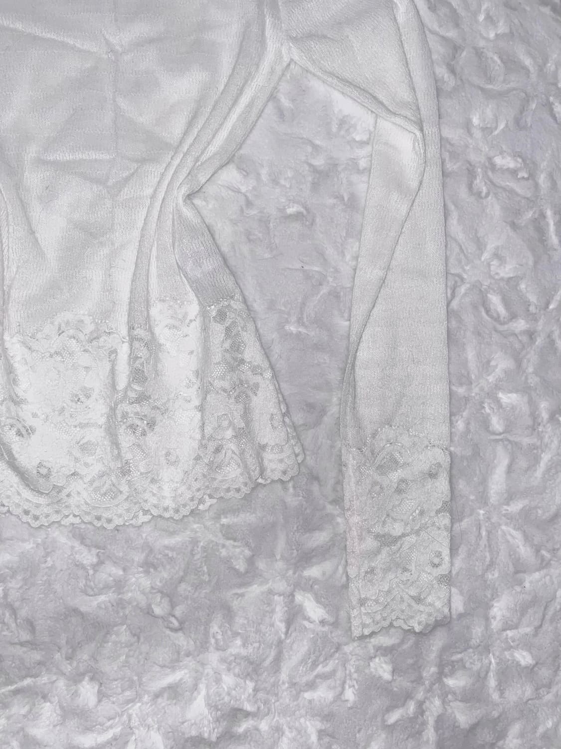 레이스 화이트 슬리브리스 긴팔티 상품이미지2