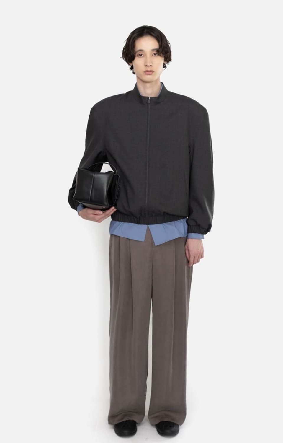 아모멘토 Wool Oversize Blouson, Charcoal 상품이미지1