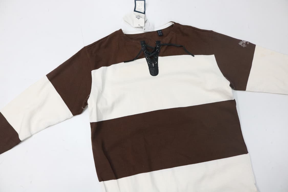 OTTON OXFORD 코튼 옥스포드 레이스업 스트라이프 롱슬리브 상품이미지3