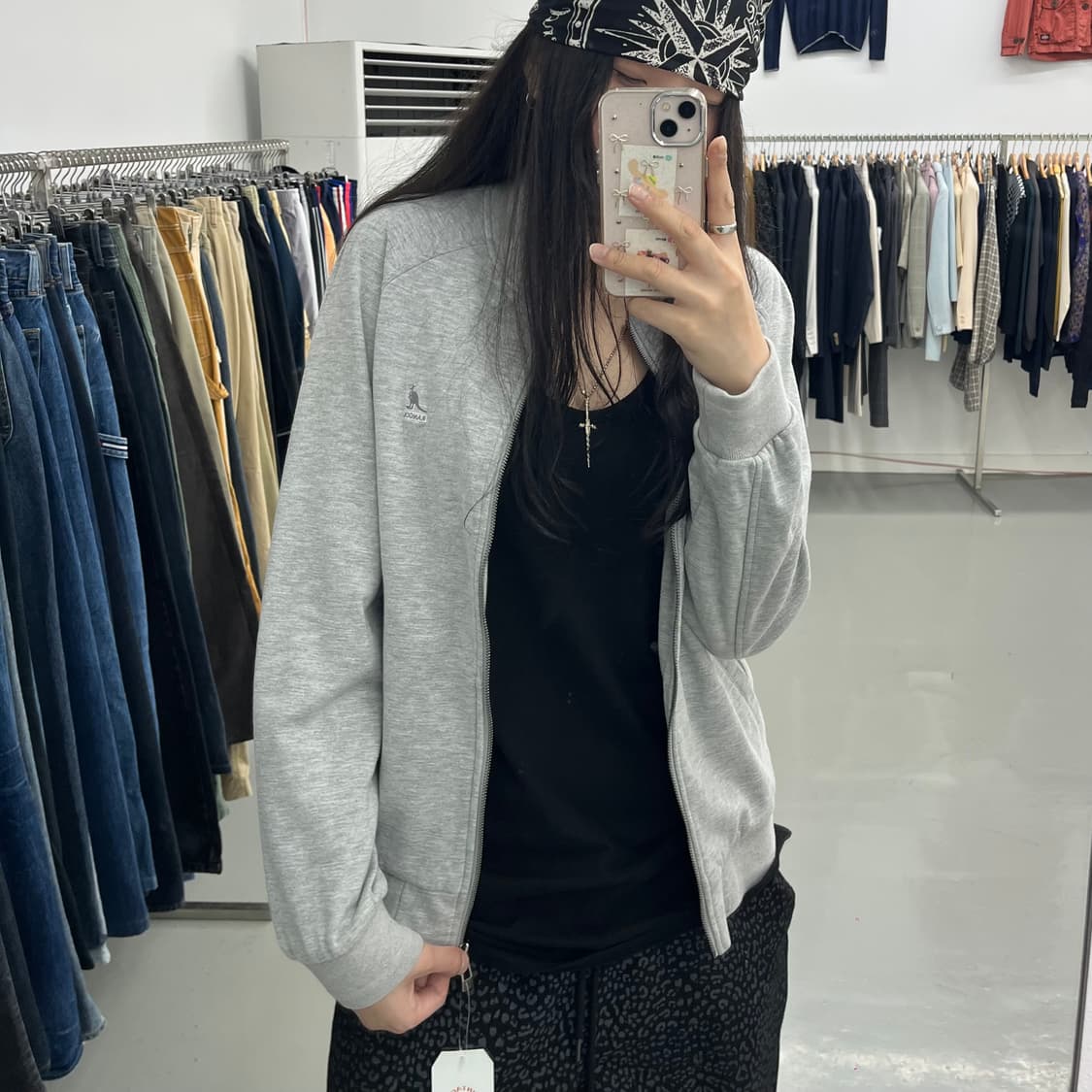 캉골 그레이 면 집업 자켓 상품이미지2