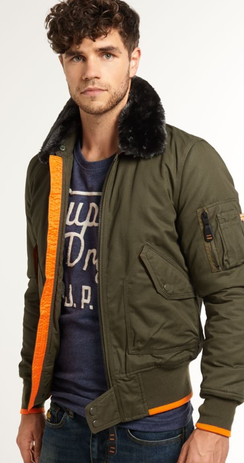 슈퍼드라이 퍼 카키색 cwu45p 봄버 자켓(xl) 상품이미지7