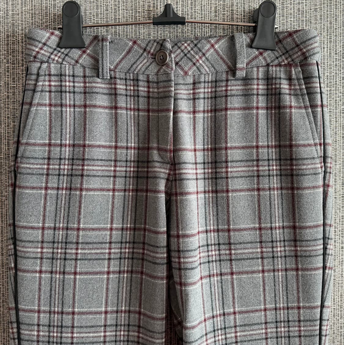 임페리얼 골프 그레이 체크 스트레치 슬랙스 여성 바지 기모 팬츠 상품이미지2