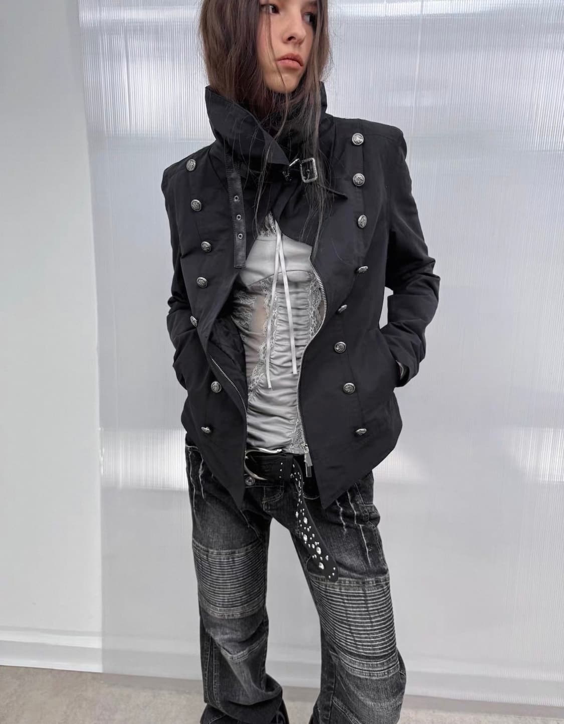 double punch 빈티지 더블 펀치 나폴레옹 자켓 블랙 상품이미지1