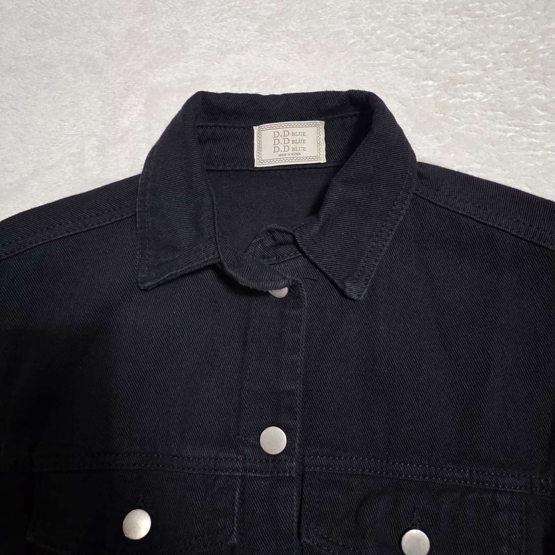 (F)여성 블랙 크롭 벌룬 슬리브 데님 자켓 상품이미지2