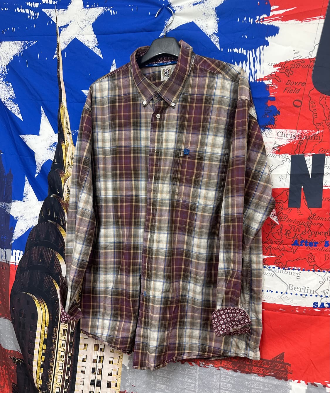 s급 빈티지 chich올드스쿨 오버핏 와인체크셔츠 110 상품이미지2