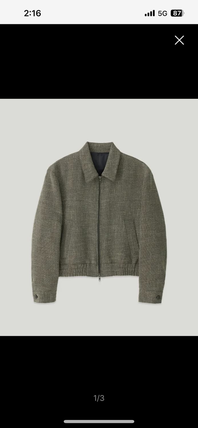 엘무드 TAKISADA 링클 프리 트위드 블루종 자켓 럭스 스톤 상품이미지1