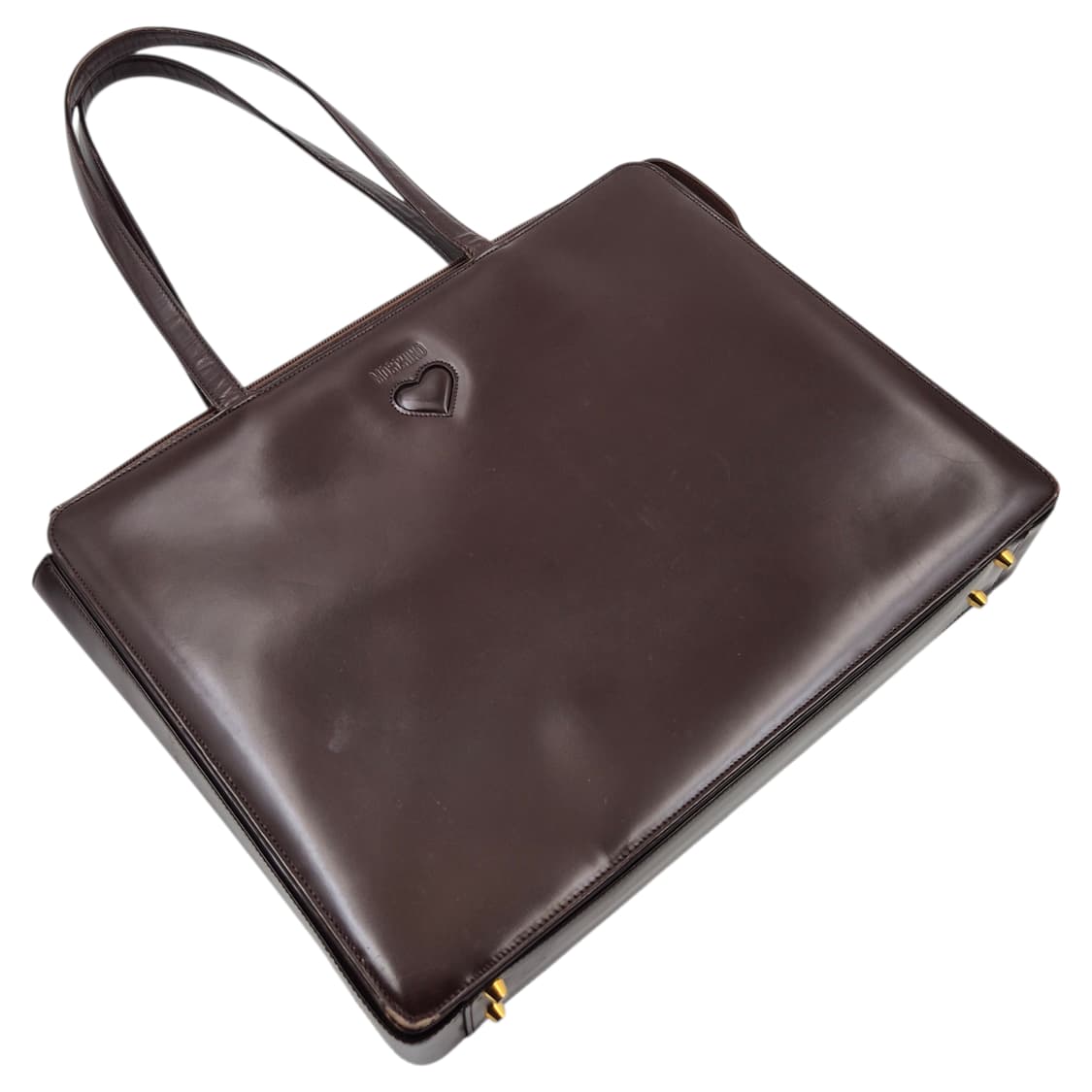 90s 모스키노 하트 엠보 레더 숄더&토트백 상품이미지2