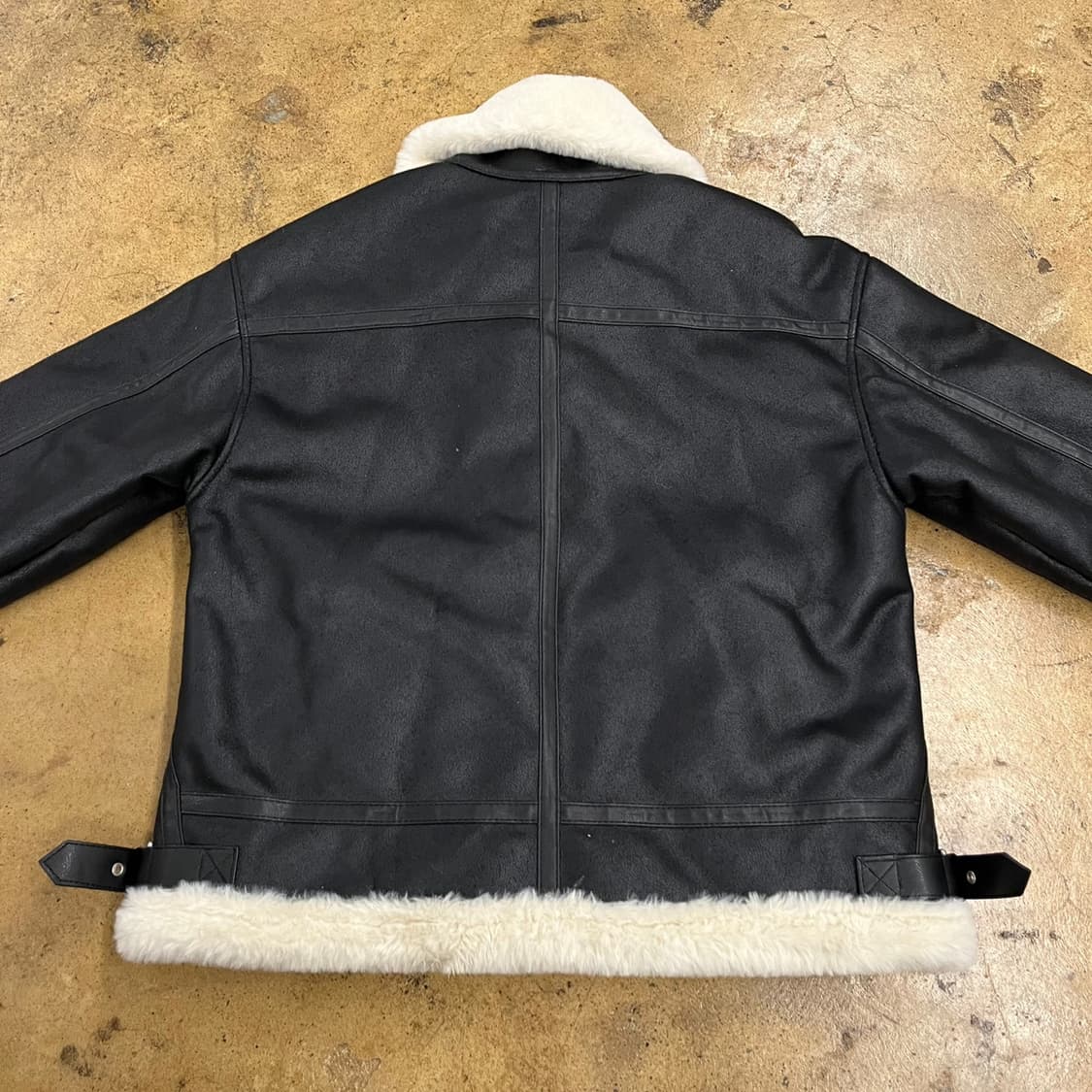 [정품/M] 도프제이슨 블랙 무스탕 퍼 라이더 자켓 b15 상품이미지4