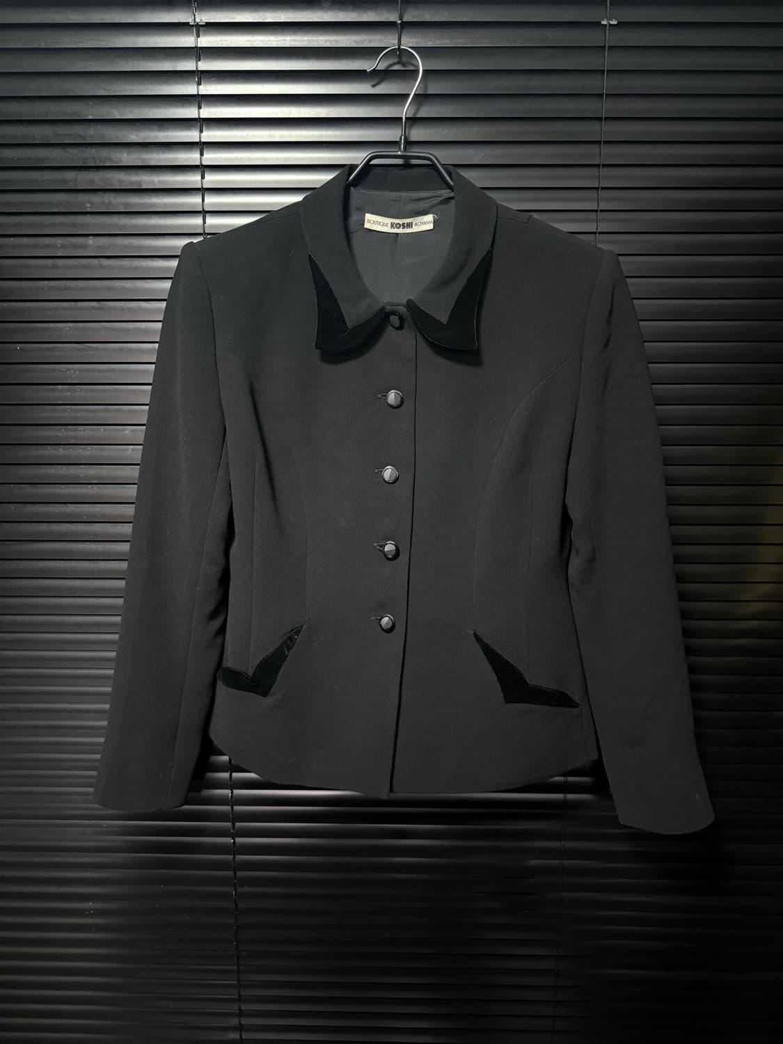 KOSHI AOYAMA 블랙 트위드 마이 블레이져 벨벳 벨루어 정장 파워 상품이미지2