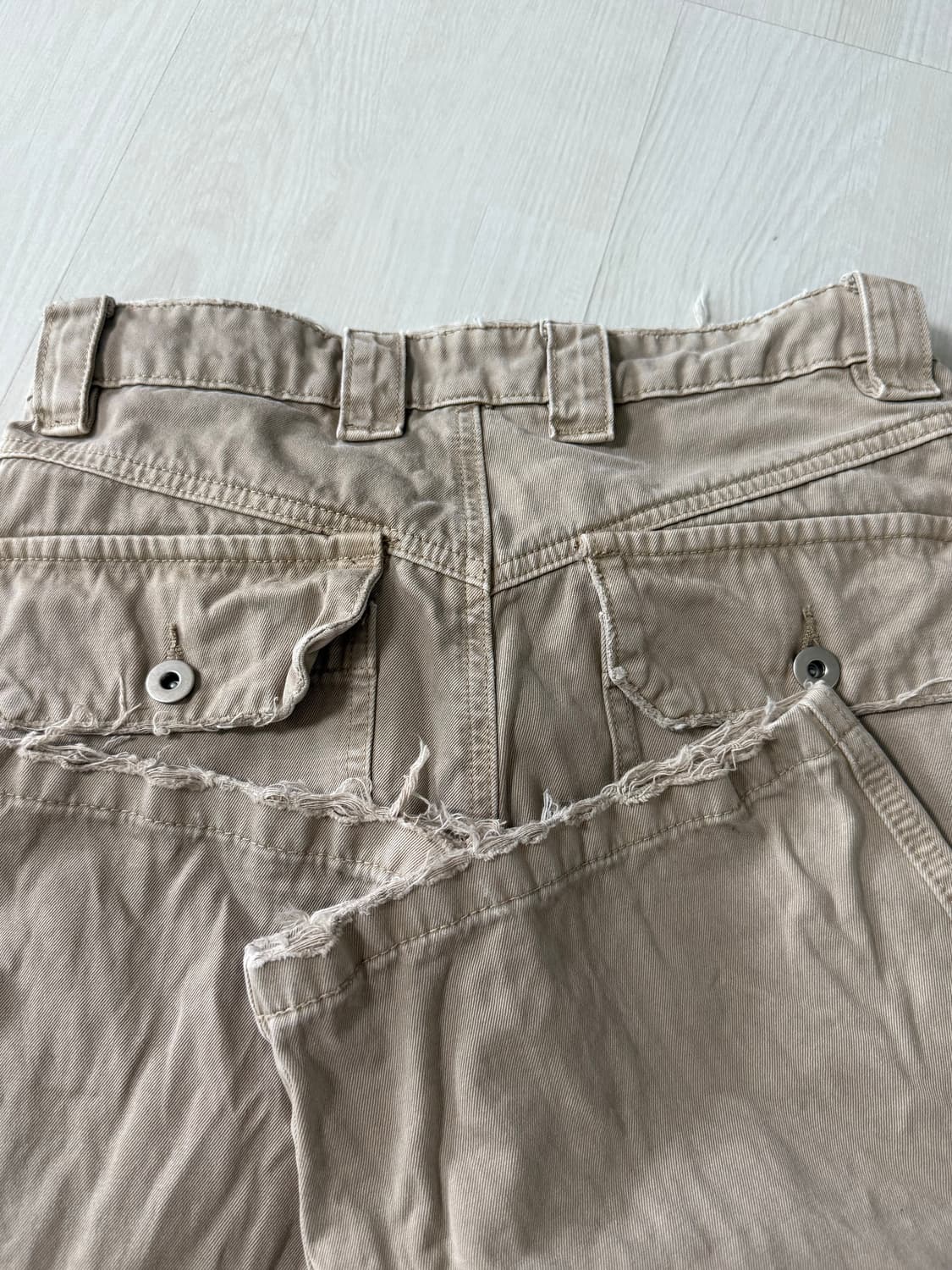 보세 데미지 카고 면바지 베이지 상품이미지4