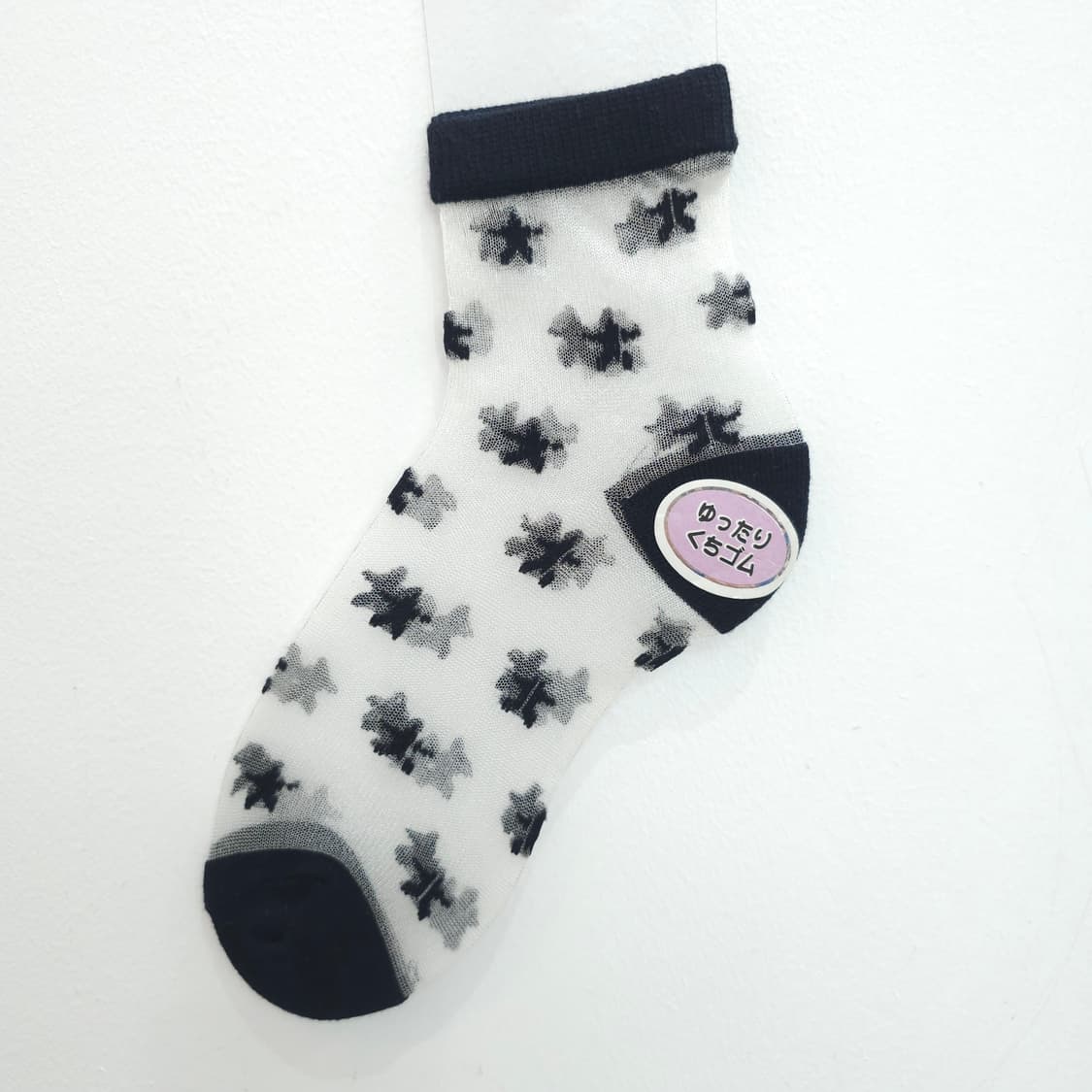 일본산 실크혼방 스타 블랙 시스루 삭스 상품이미지1