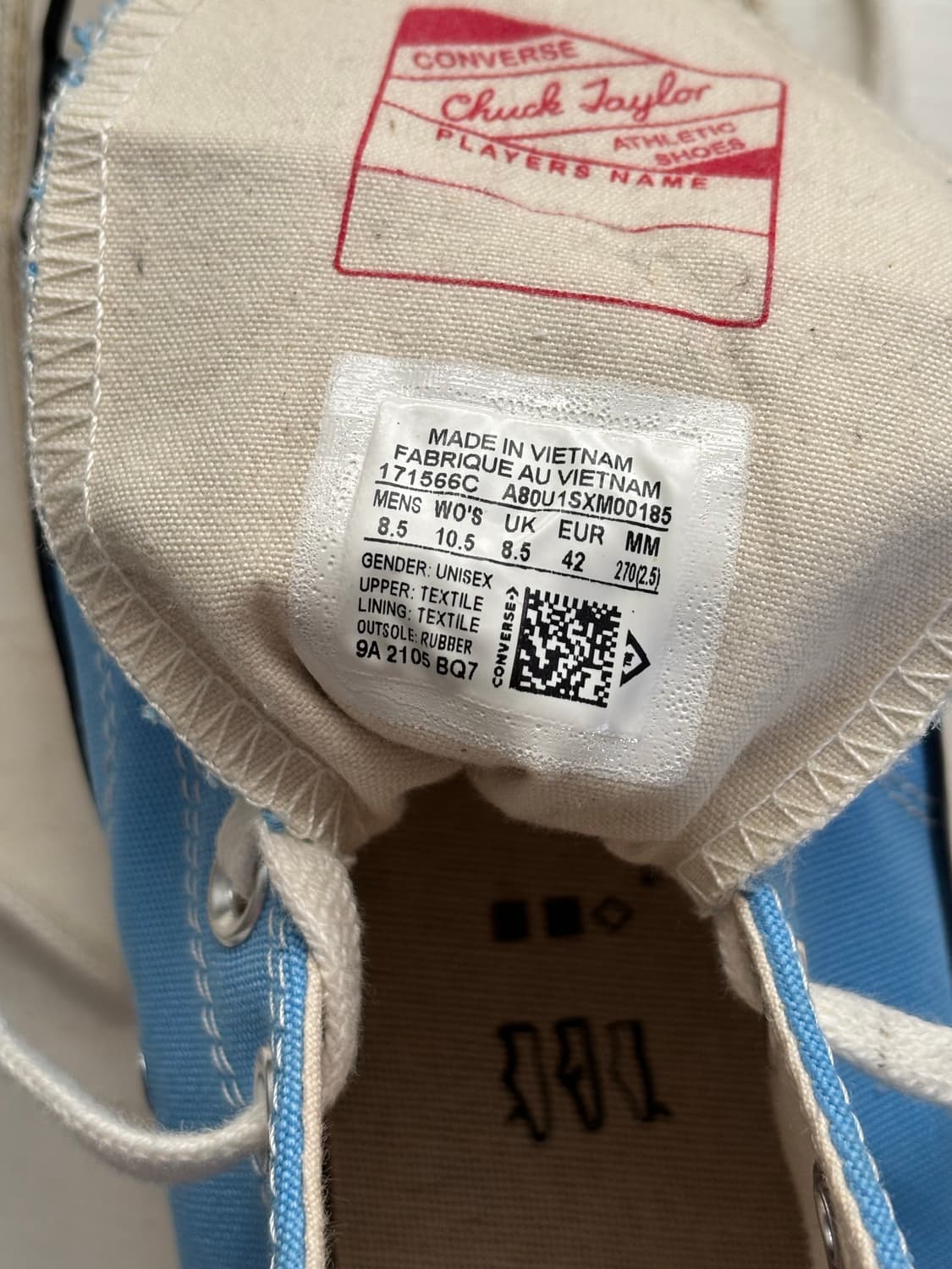 컨버스 척70 하이 유니버시티 블루 270사이즈 상품이미지5