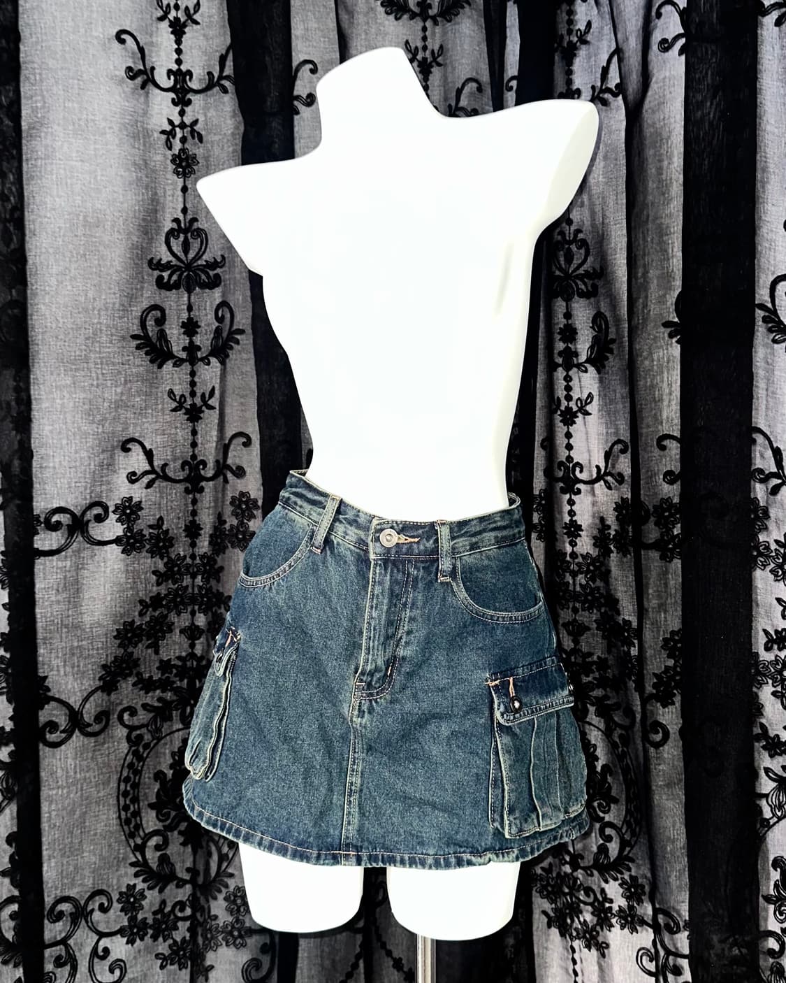 denim cargo mini skirt 상품이미지1