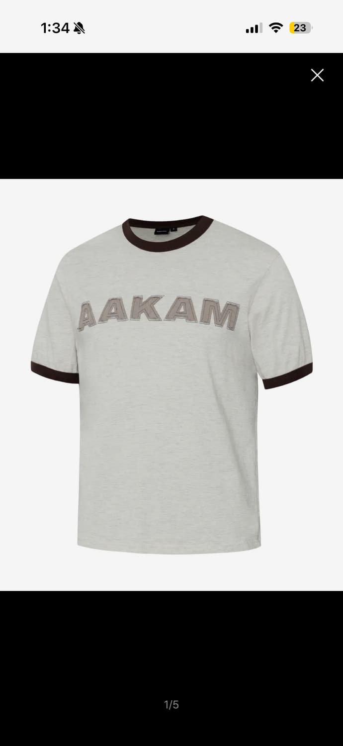 아캄 aakam 로고 패치 링거 반팔티 브라운 3사이즈 상품이미지1