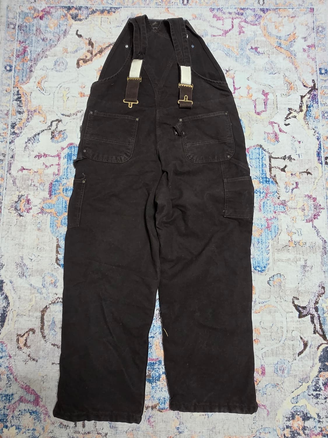 칼하트 R27 블랙 퀄팅 오버롤 더블니 팬츠 상품이미지2