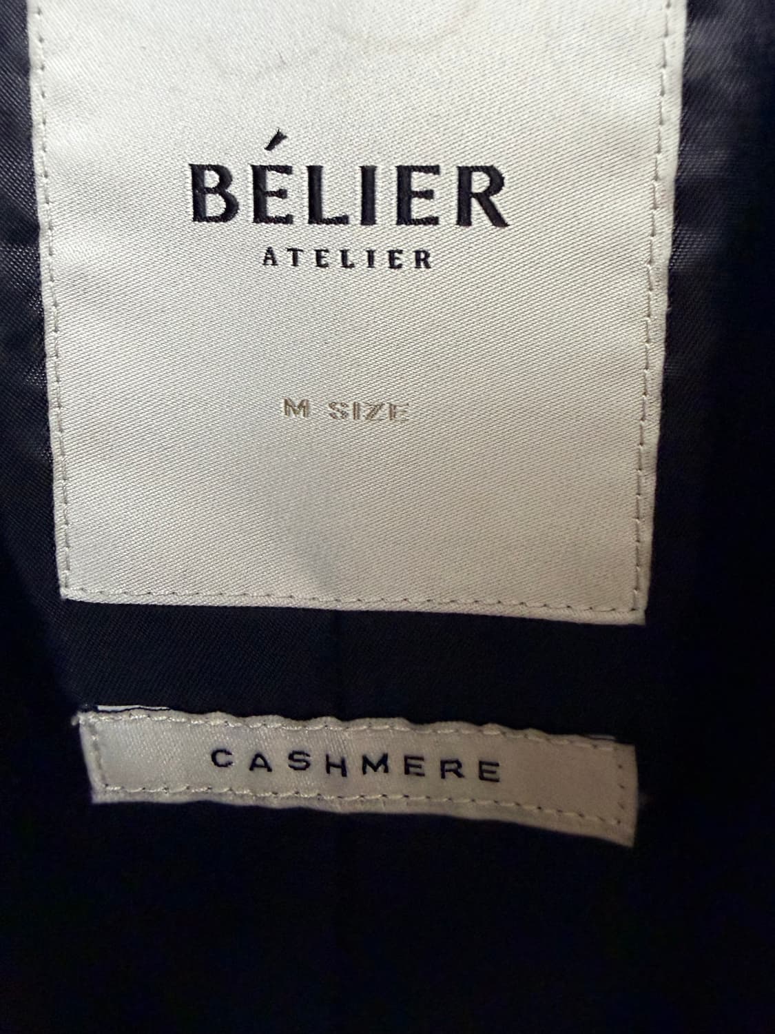 벨리에 피크드 라펠 싱글 캐시미어 코트 블랙 M 상품이미지4